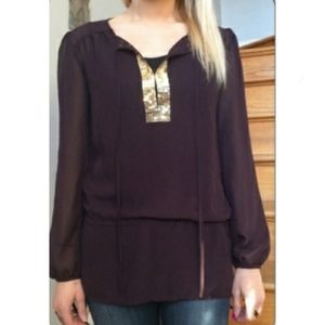 Meghan Noland Sheer V-Neck Blouse